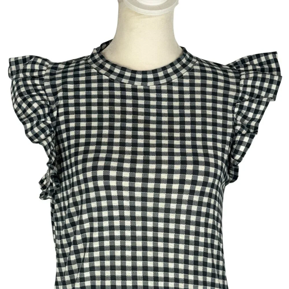 Like new NATION Paulette Tank Blue & White Gingham Ruffle Sleeve Top Size XS - Picture 11 of 12